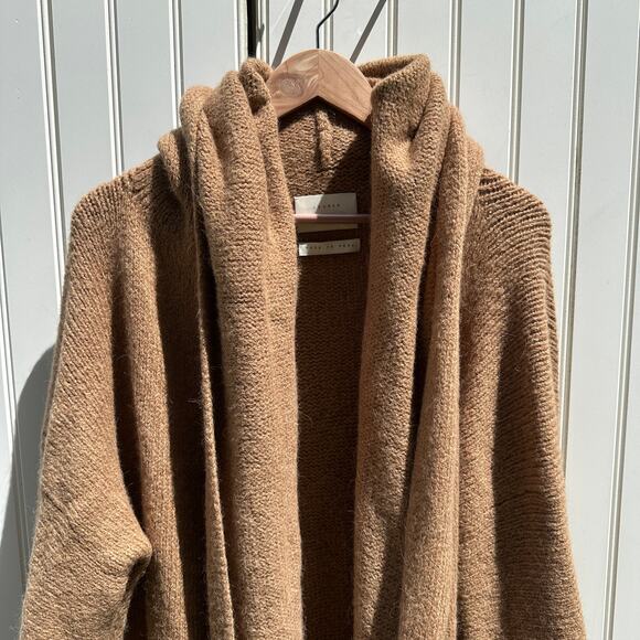 Lauren Manoogian Capote Alpaca Wool Coat Coatigan Hooded Sweater Cardigan Camel - Picture 15 of 16